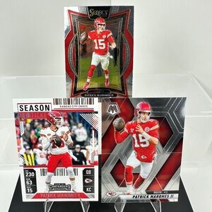 Patrick Mahomes Chiefs 3 card lot (Panini Select, Mosaic, Season Ticket)